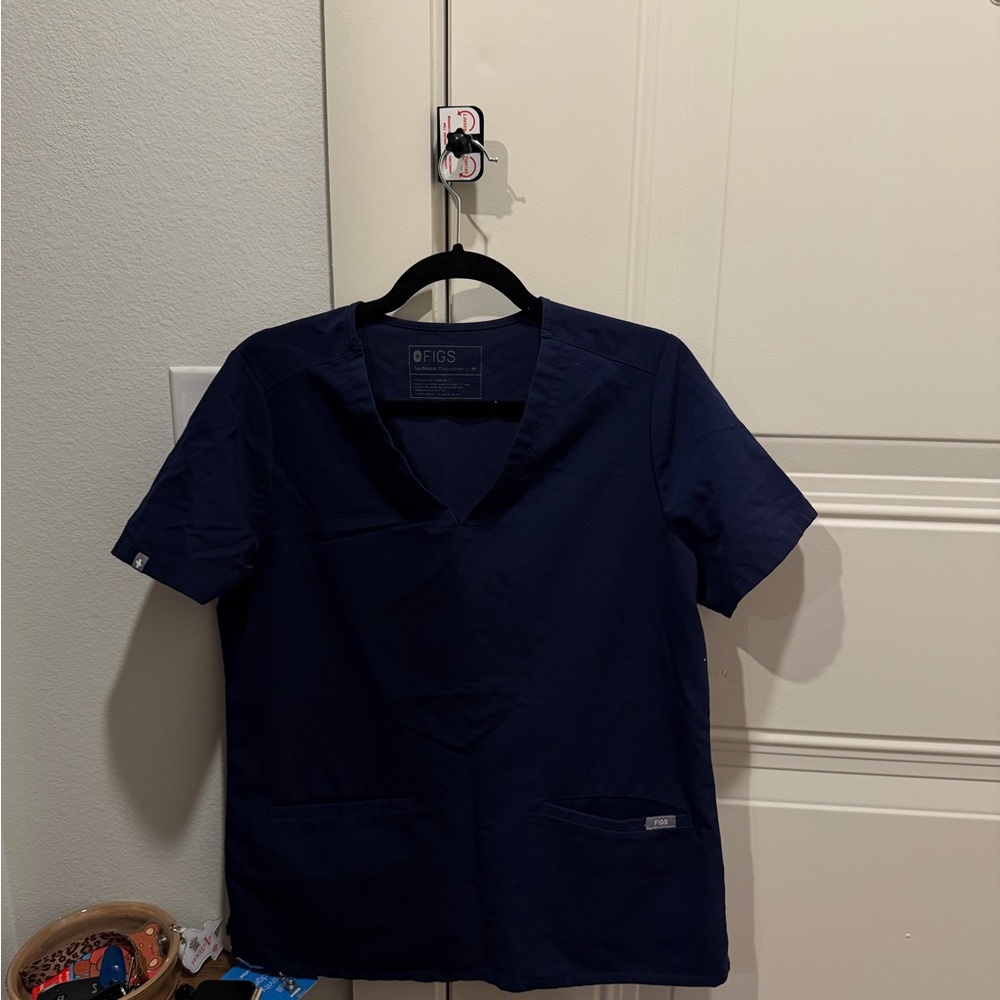 Figs Deep Blue V-Neck Scrub Top